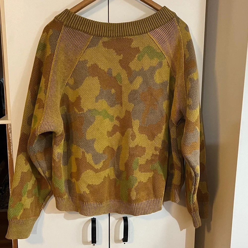 Free People Camo Rose Pullover Sweater NWT